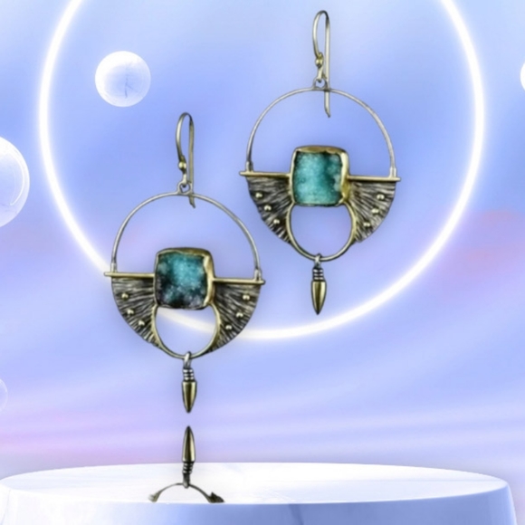 🎀Tribal Hollowed Out Round Bullet Drop Earrings - Picture 2 of 8